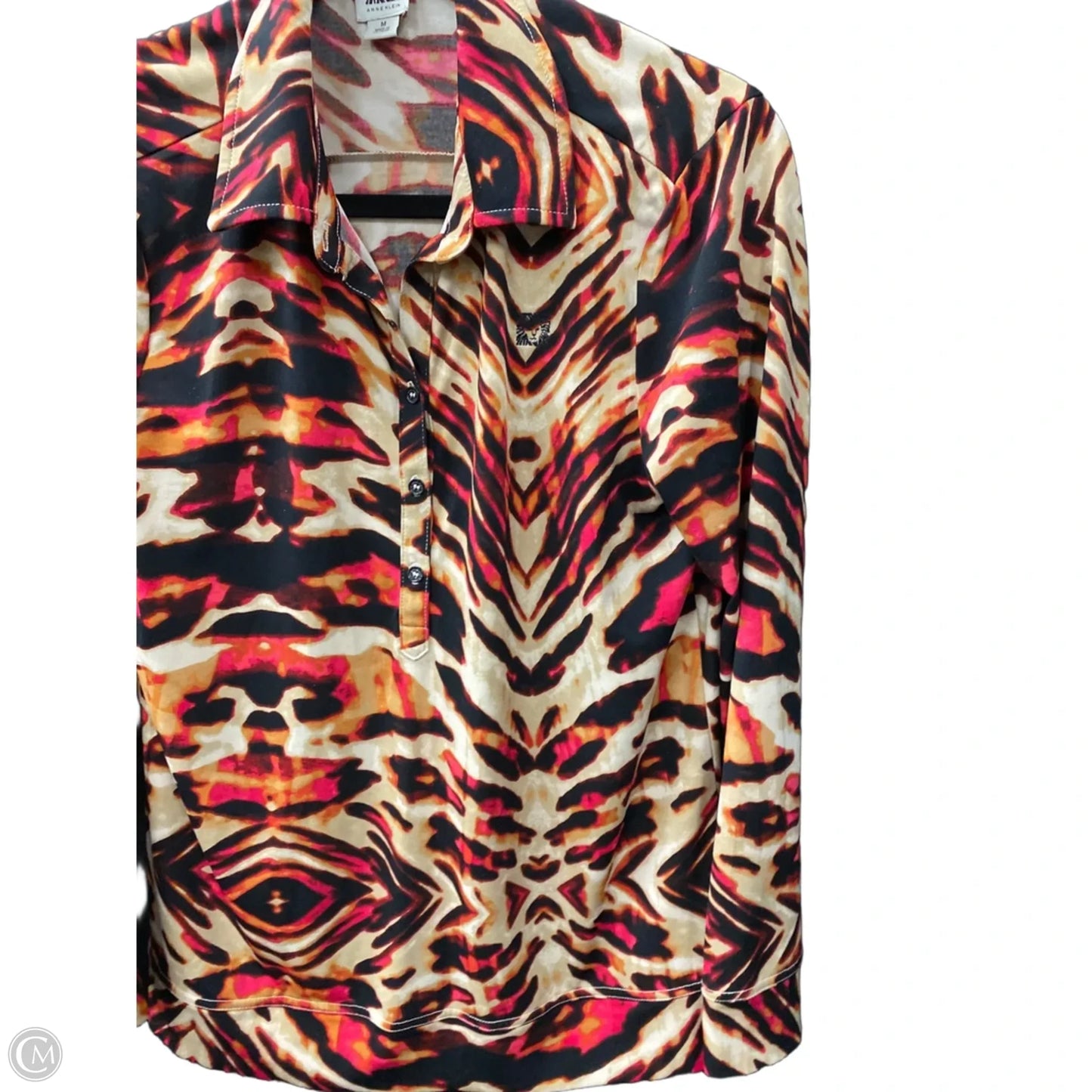 Blouse Long Sleeve By Anne Klein In Red & Tan, Size: M