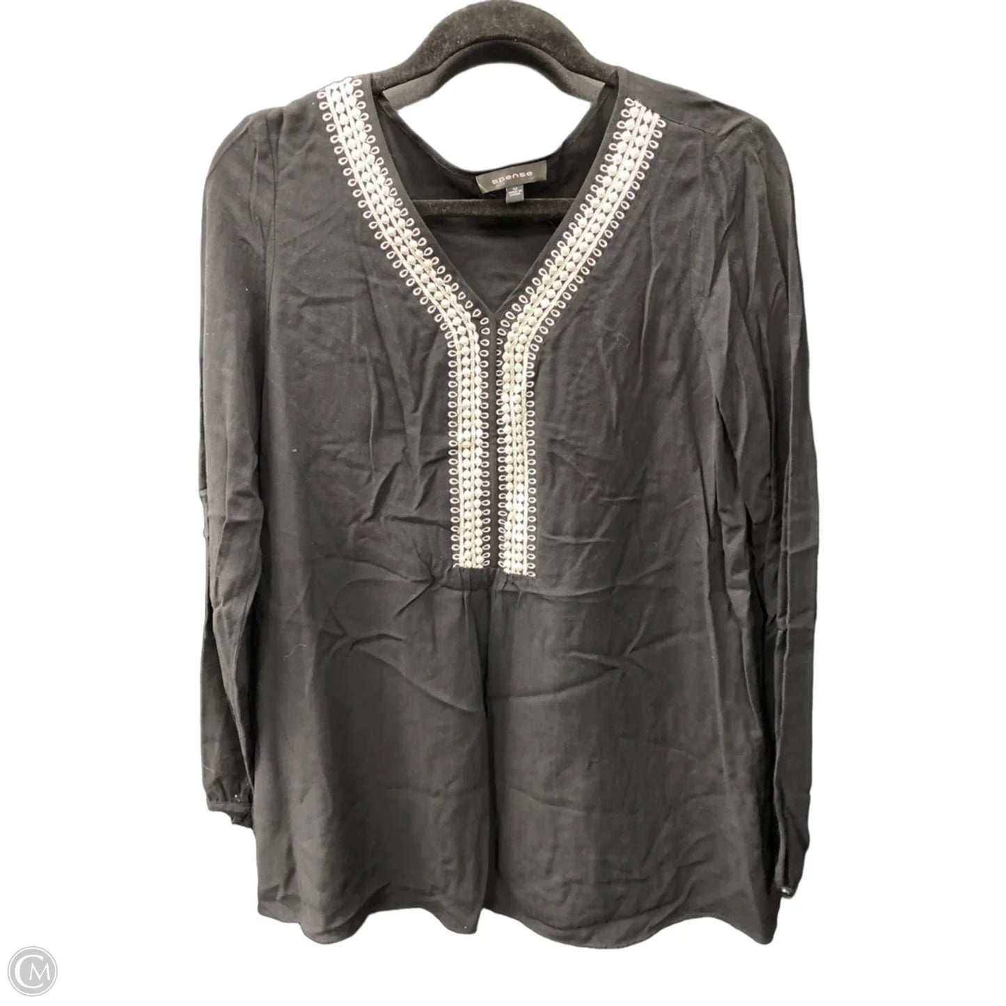 Blouse 3/4 Sleeve By Spense In Black & White, Size: M