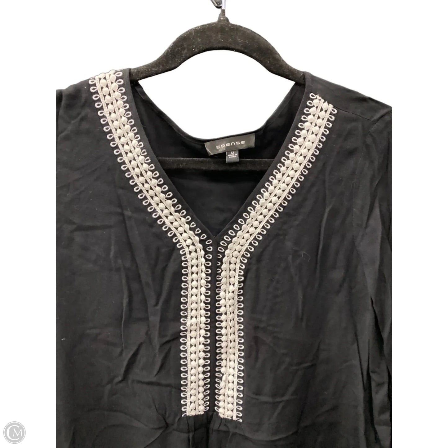 Blouse 3/4 Sleeve By Spense In Black & White, Size: M