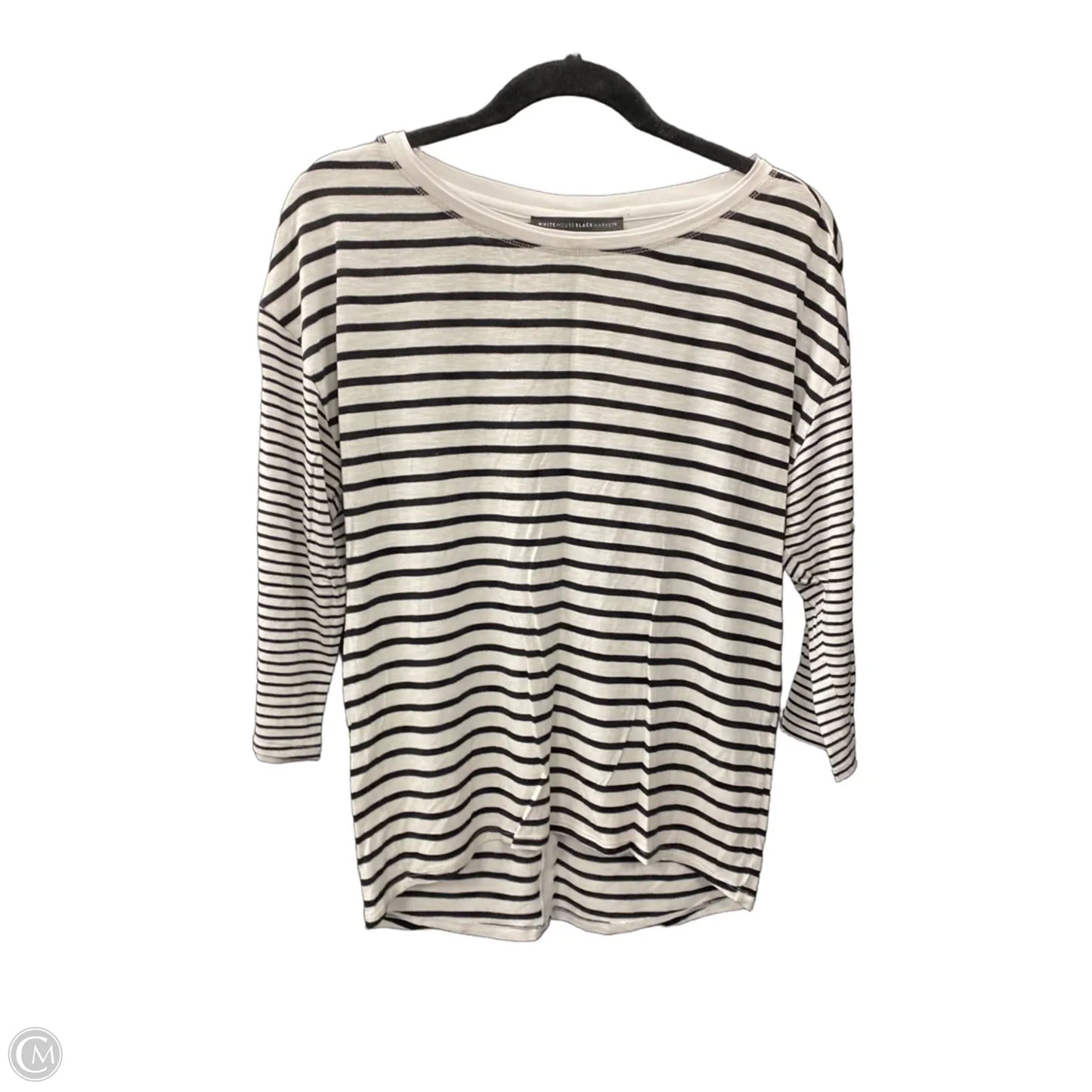 Top 3/4 Sleeve By White House Black Market In Black & White, Size: Xs