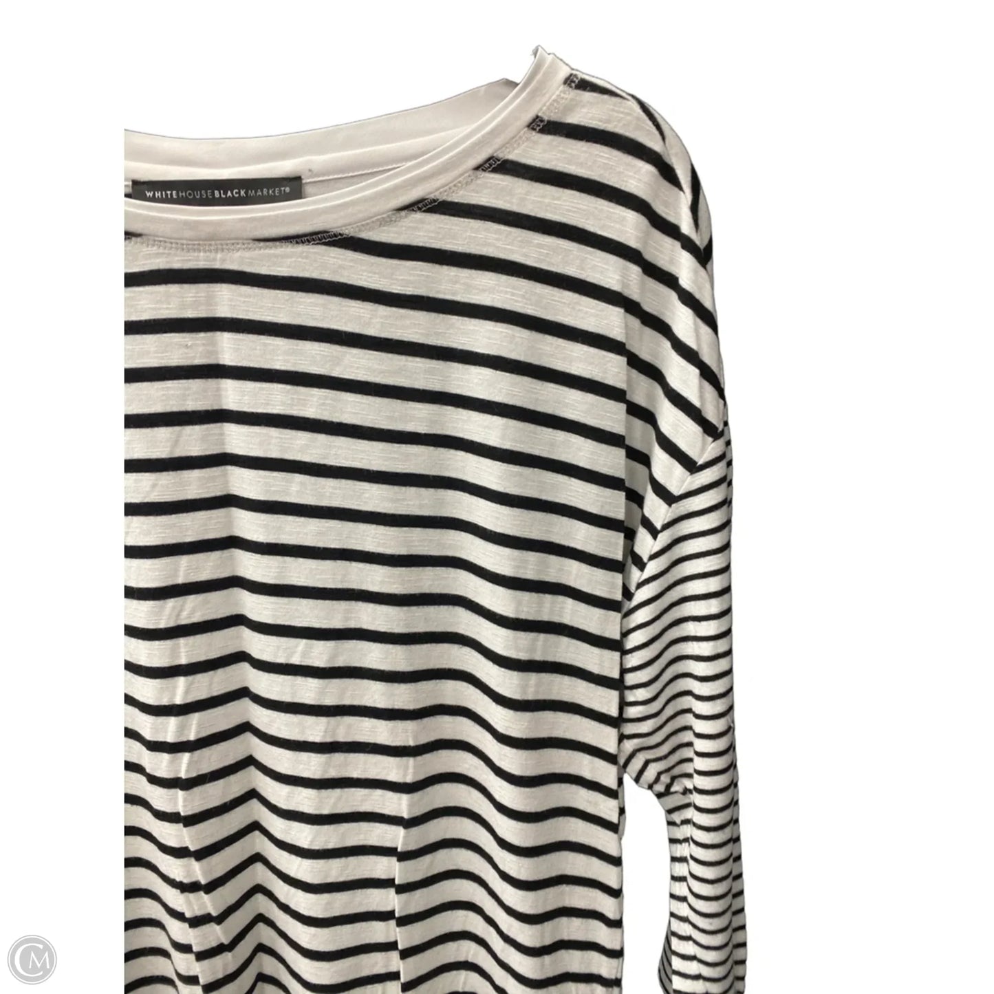 Top 3/4 Sleeve By White House Black Market In Black & White, Size: Xs