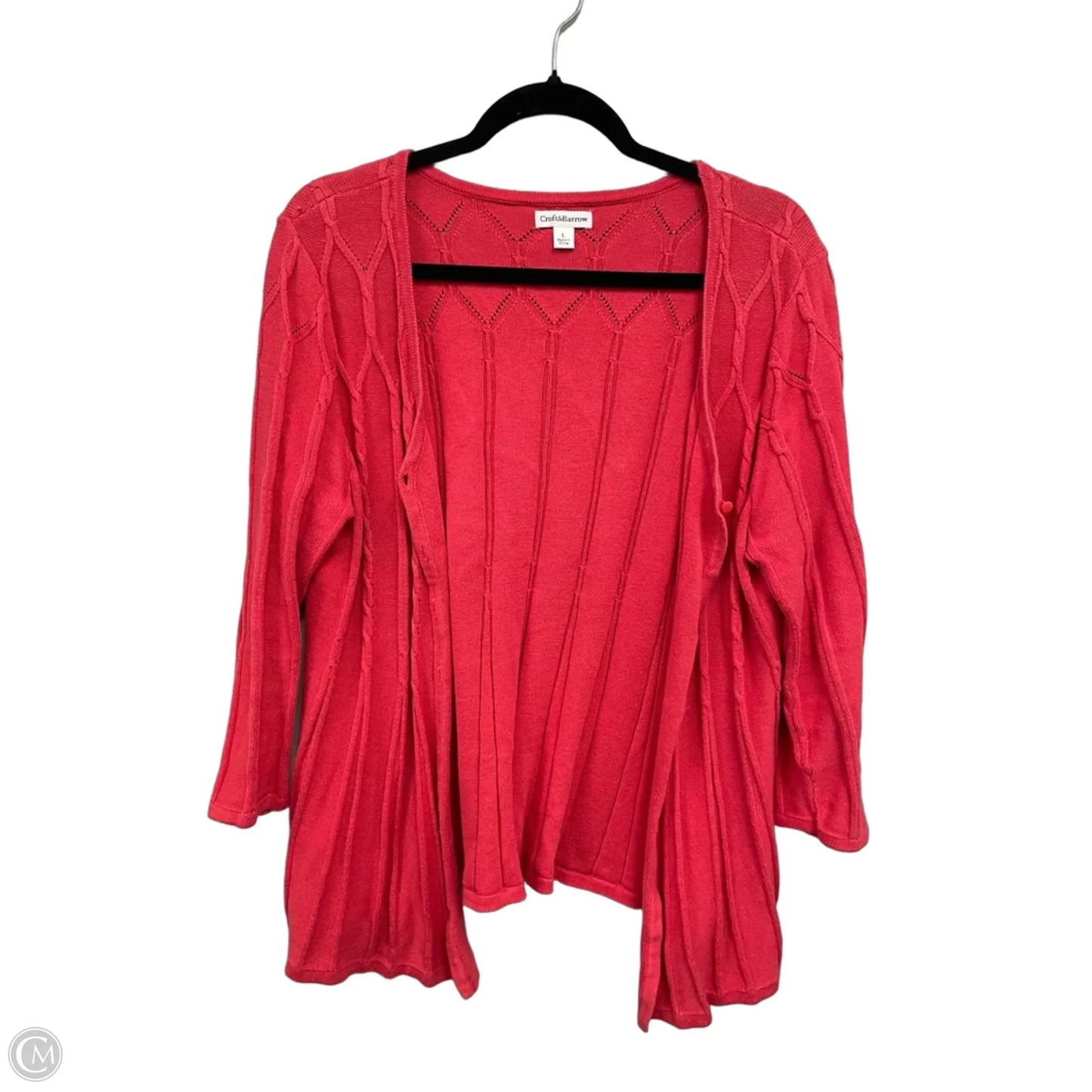 Sweater Cardigan By Croft And Barrow In Red, Size: L
