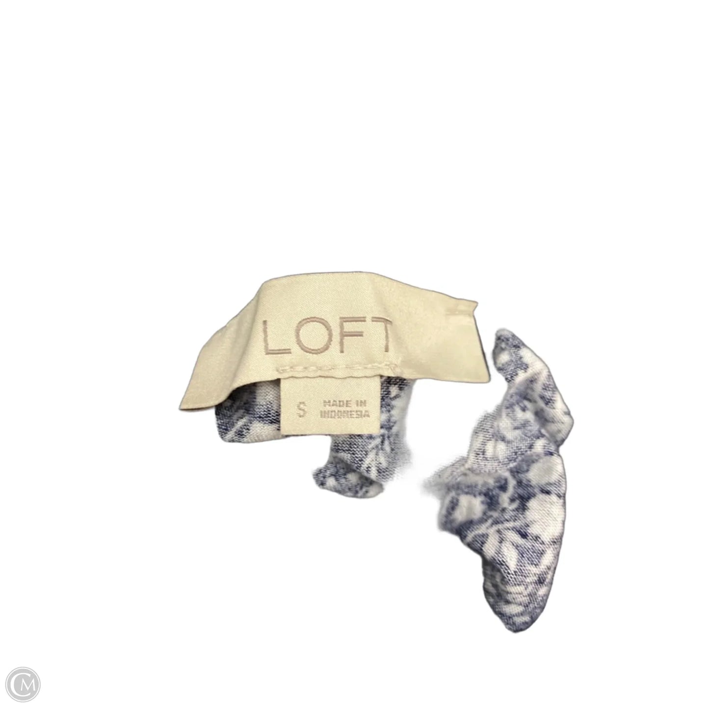 Blouse Short Sleeve By Loft In Blue & White, Size: S