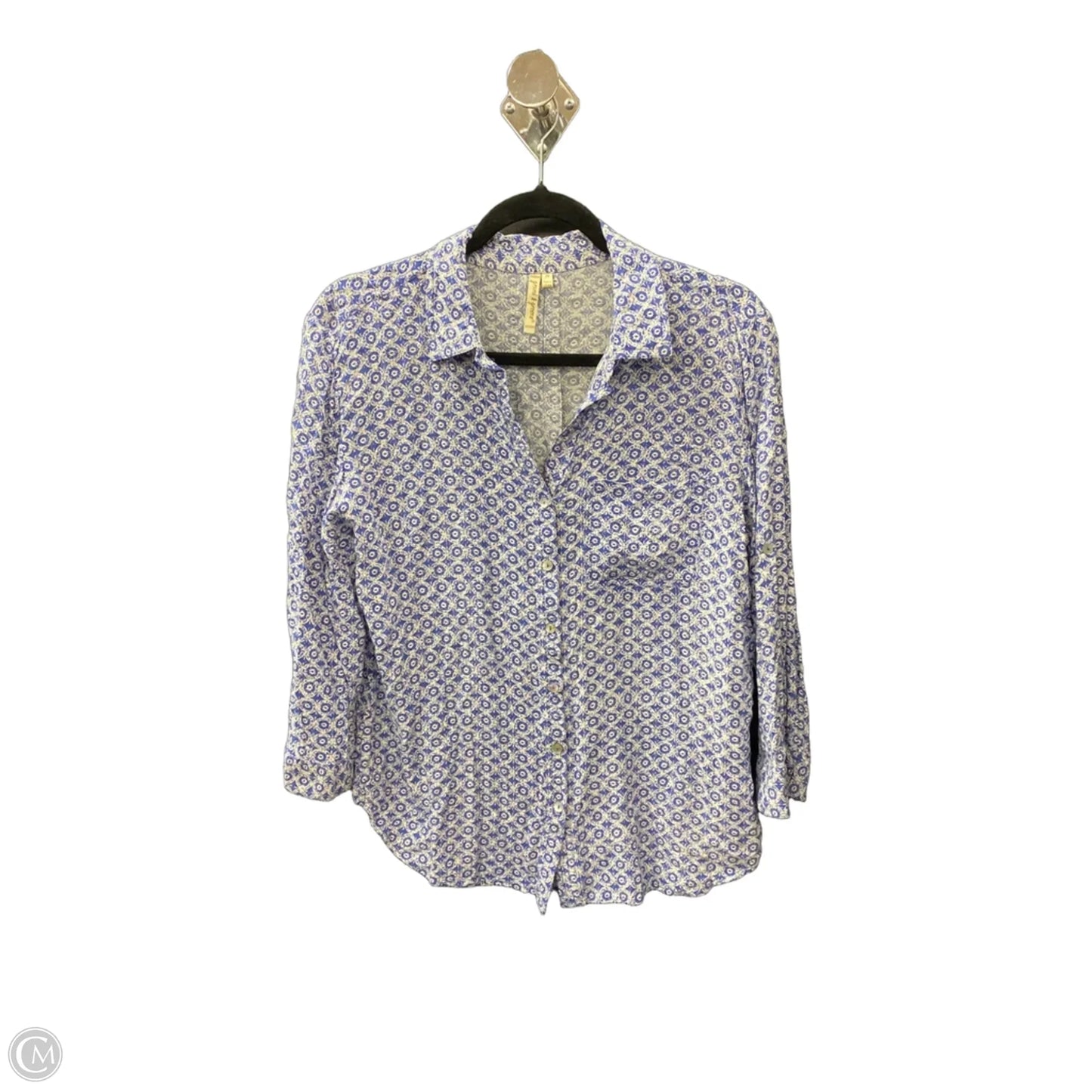 Top 3/4 Sleeve By Grand And Greene In Blue, Size: M