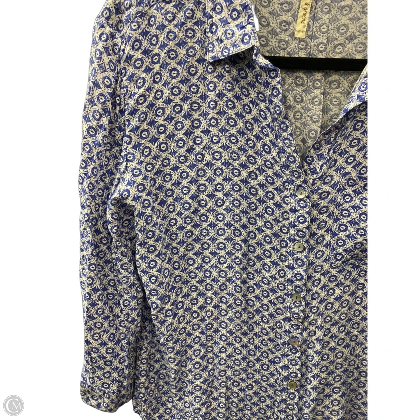 Top 3/4 Sleeve By Grand And Greene In Blue, Size: M