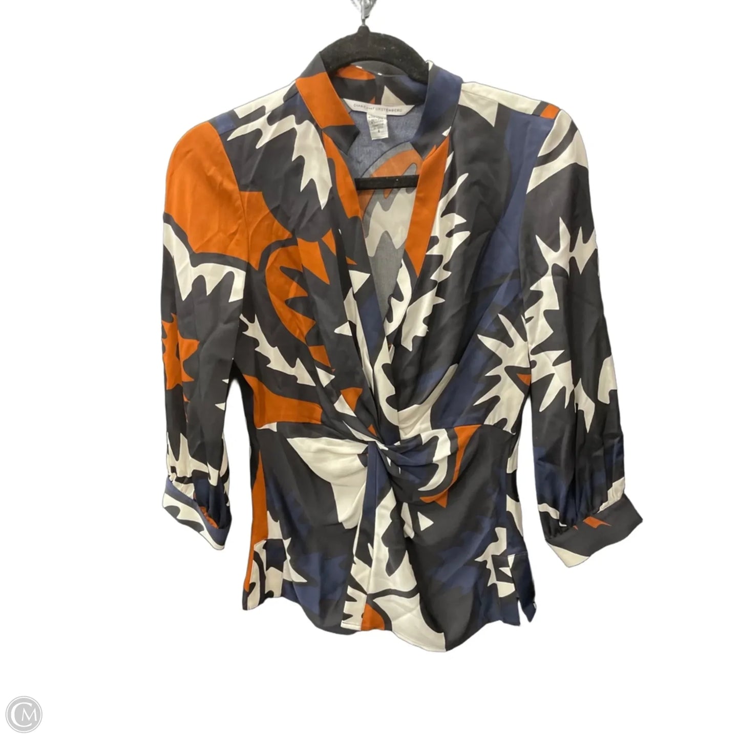 Blouse Designer By Diane Von Furstenberg In Blue & Brown, Size: 8