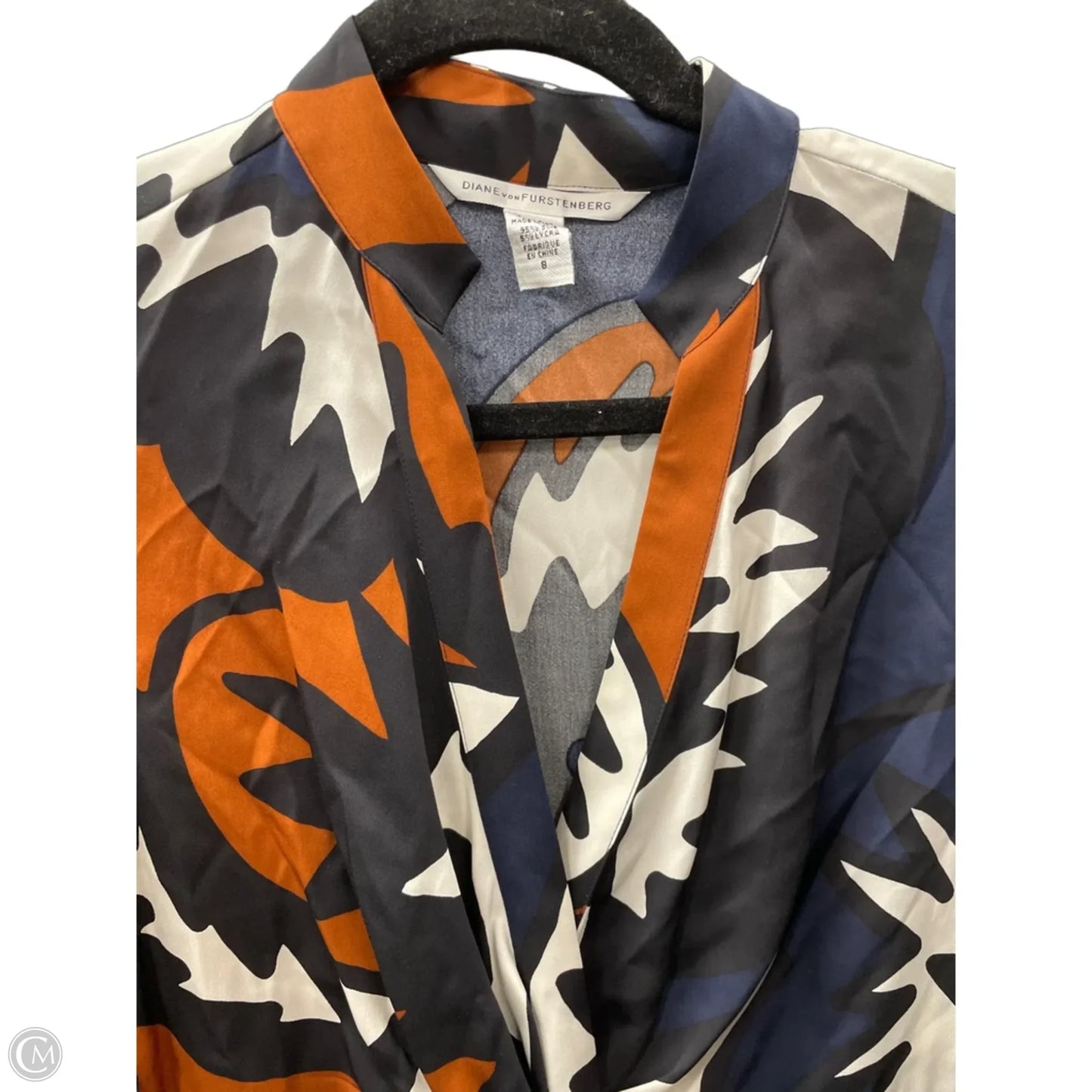 Blouse Designer By Diane Von Furstenberg In Blue & Brown, Size: 8