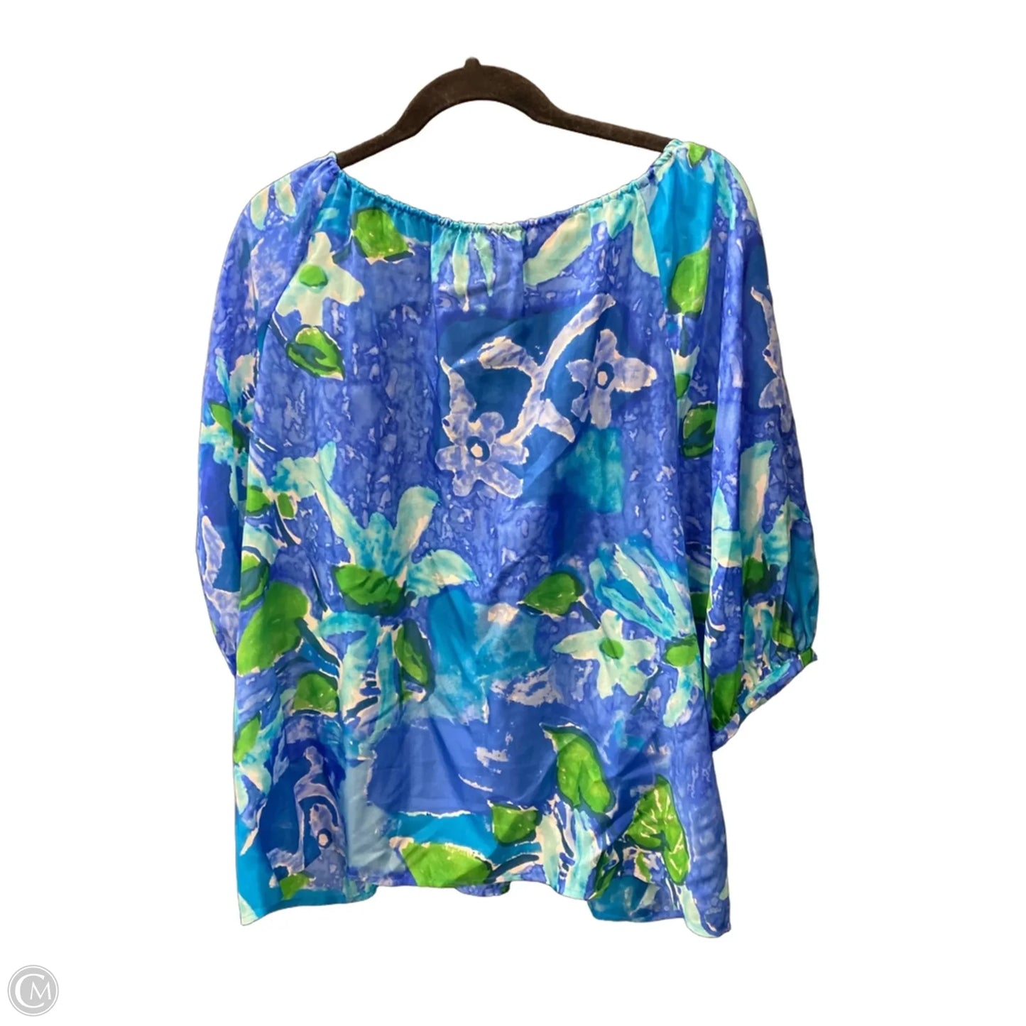 Blouse 3/4 Sleeve By Lauren By Ralph Lauren In Blue & Green, Size: 2x