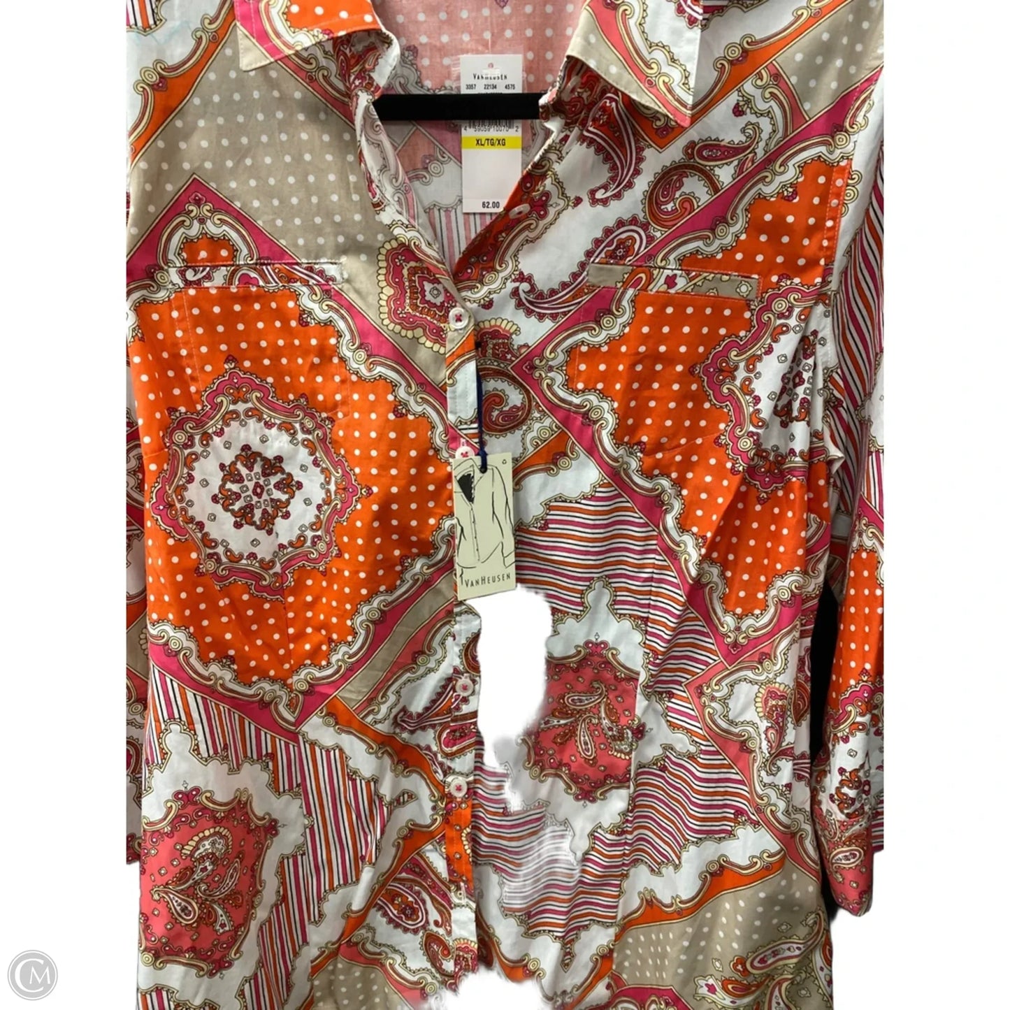 Top Long Sleeve By Van Heusen In Paisley Print, Size: Xl