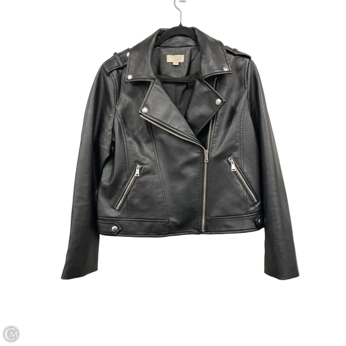 Jacket Moto Leather By Loft In Black, Size: M