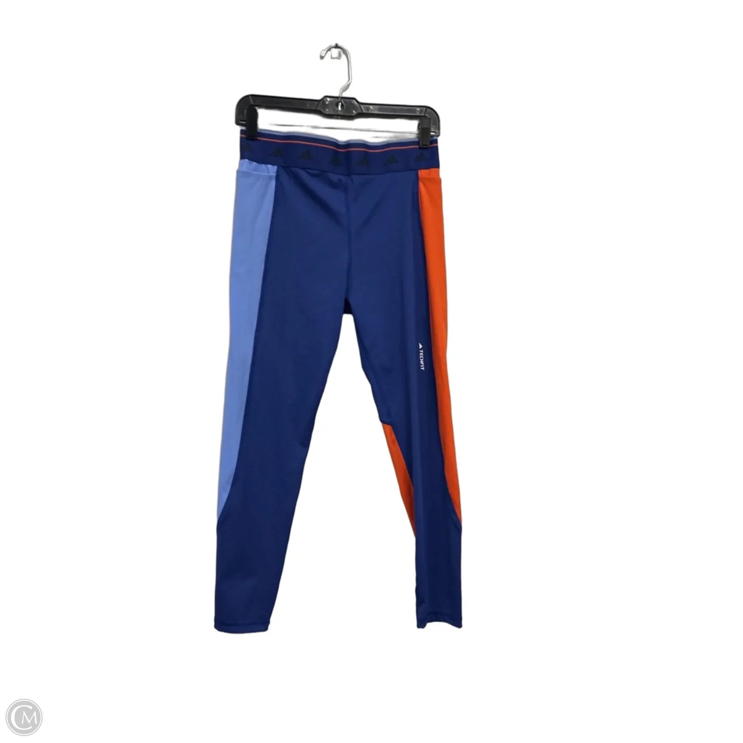 Athletic Leggings By Adidas In Blue & Orange, Size: L