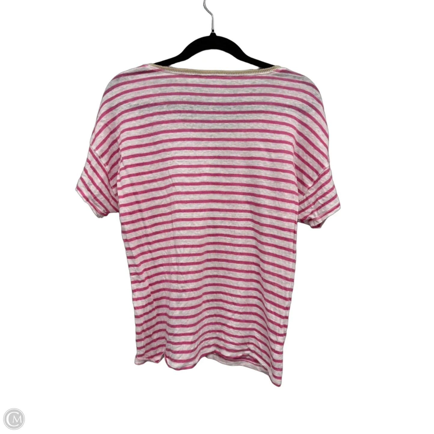 Top Short Sleeve By Chicos In Pink & White, Size: M