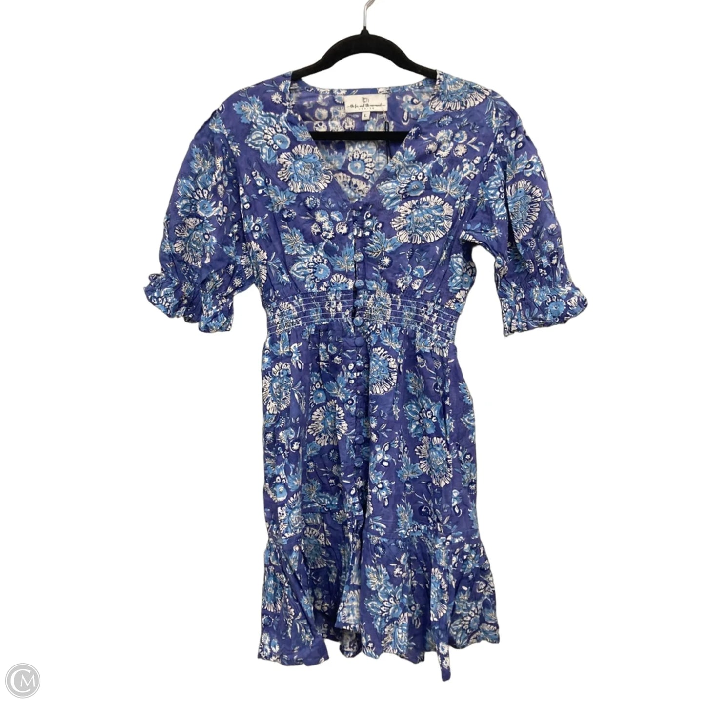 Dress Casual Short By Clothes Mentor In Blue & White, Size: L