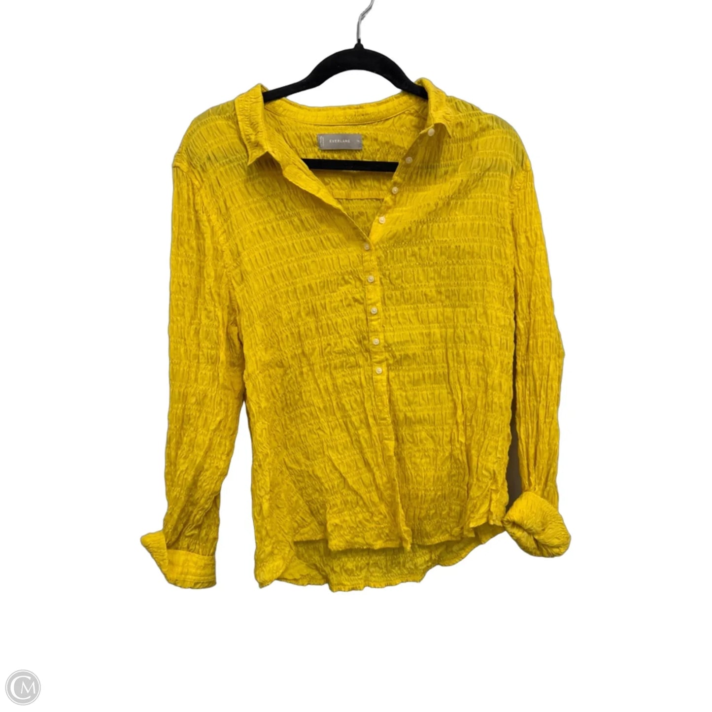 Blouse Long Sleeve By Everlane In Yellow, Size: 14