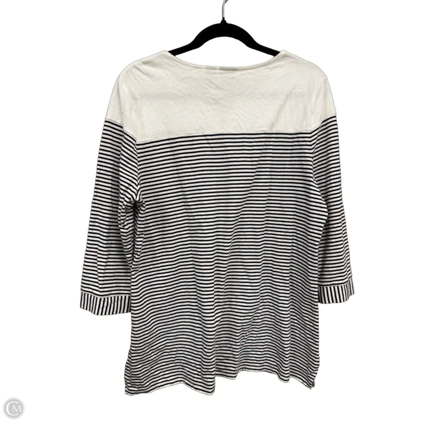 Top 3/4 Sleeve By Chicos In Black & White, Size: L