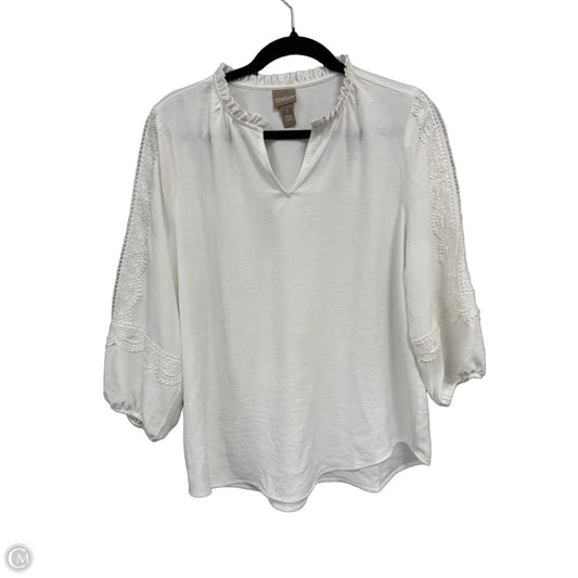 Blouse 3/4 Sleeve By Chicos In White, Size: M