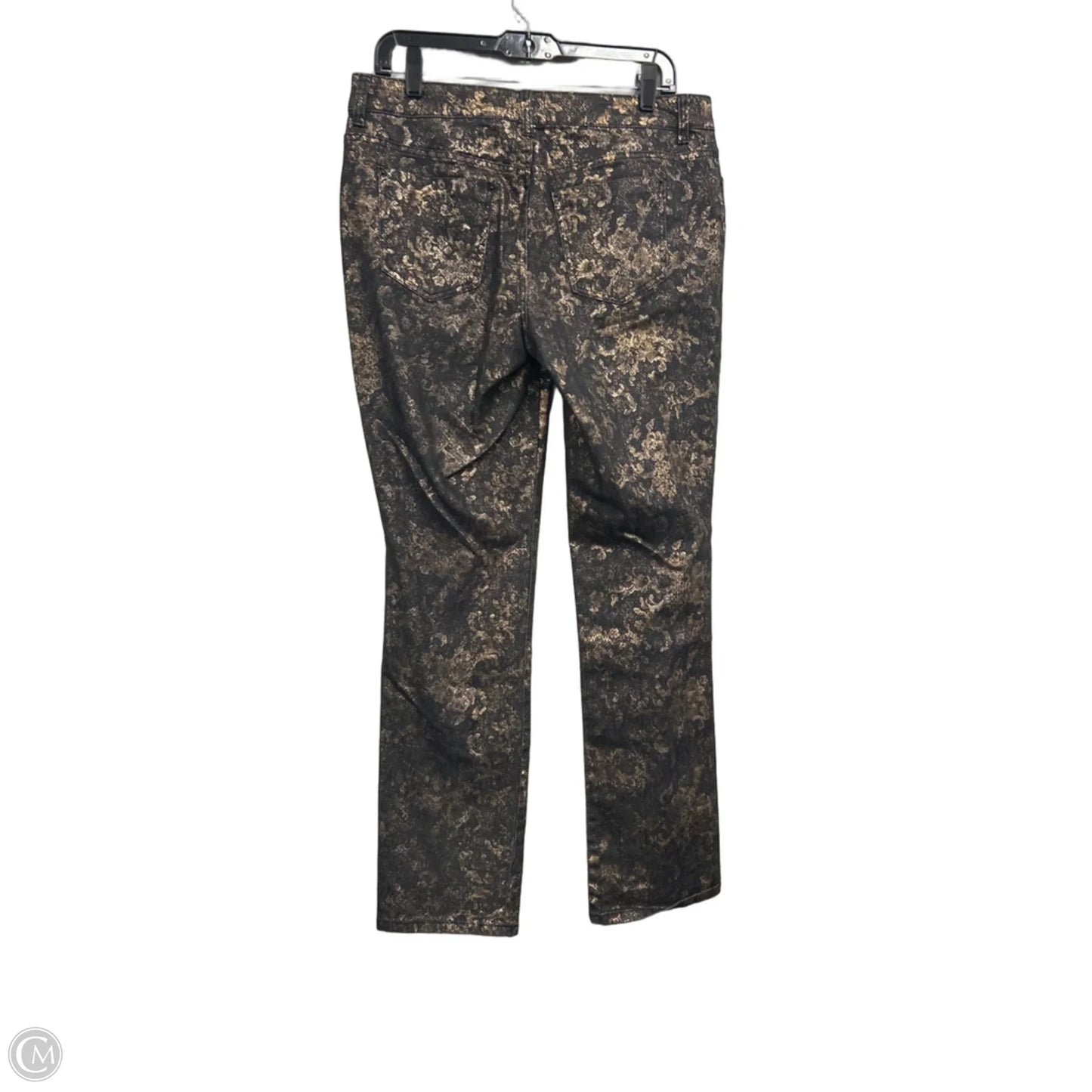 Jeans Straight By Chicos In Black & Gold, Size: M