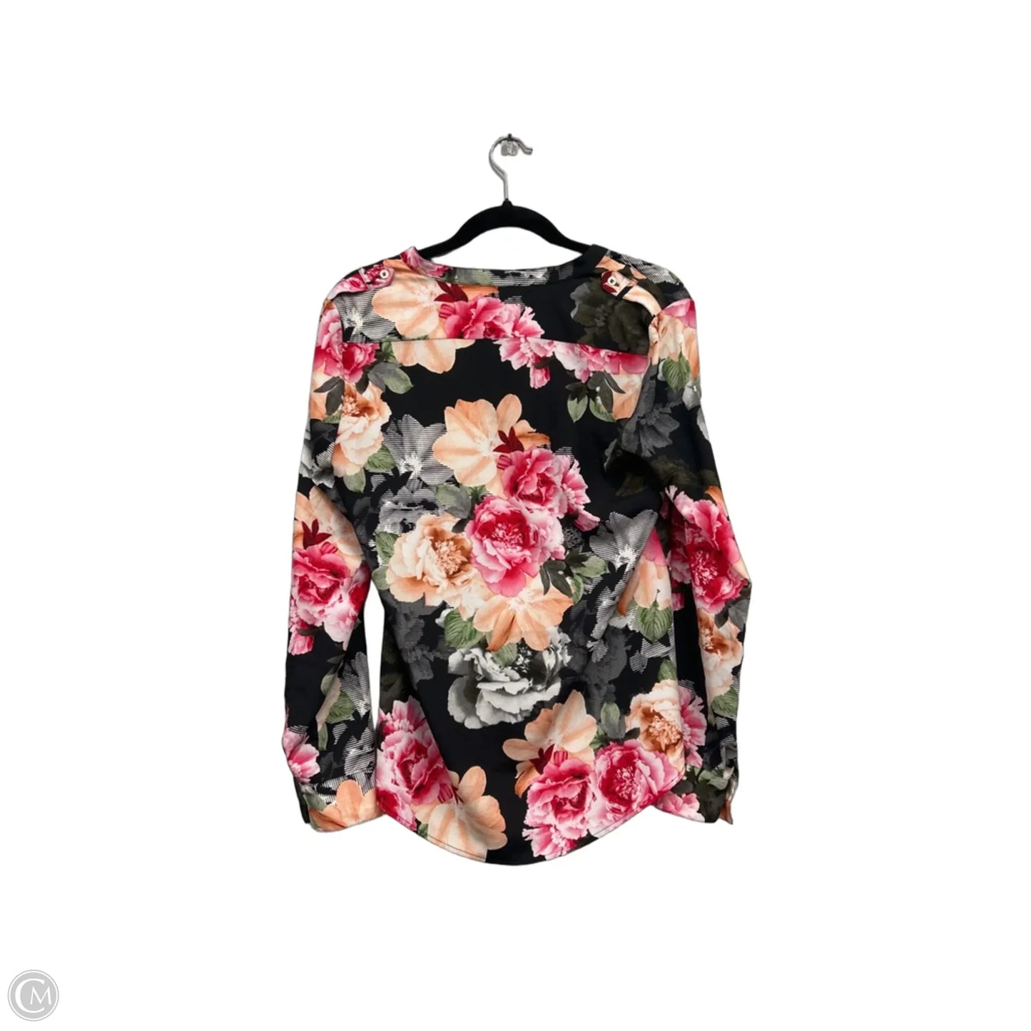 Blouse Long Sleeve By Calvin Klein In Floral Print, Size: S