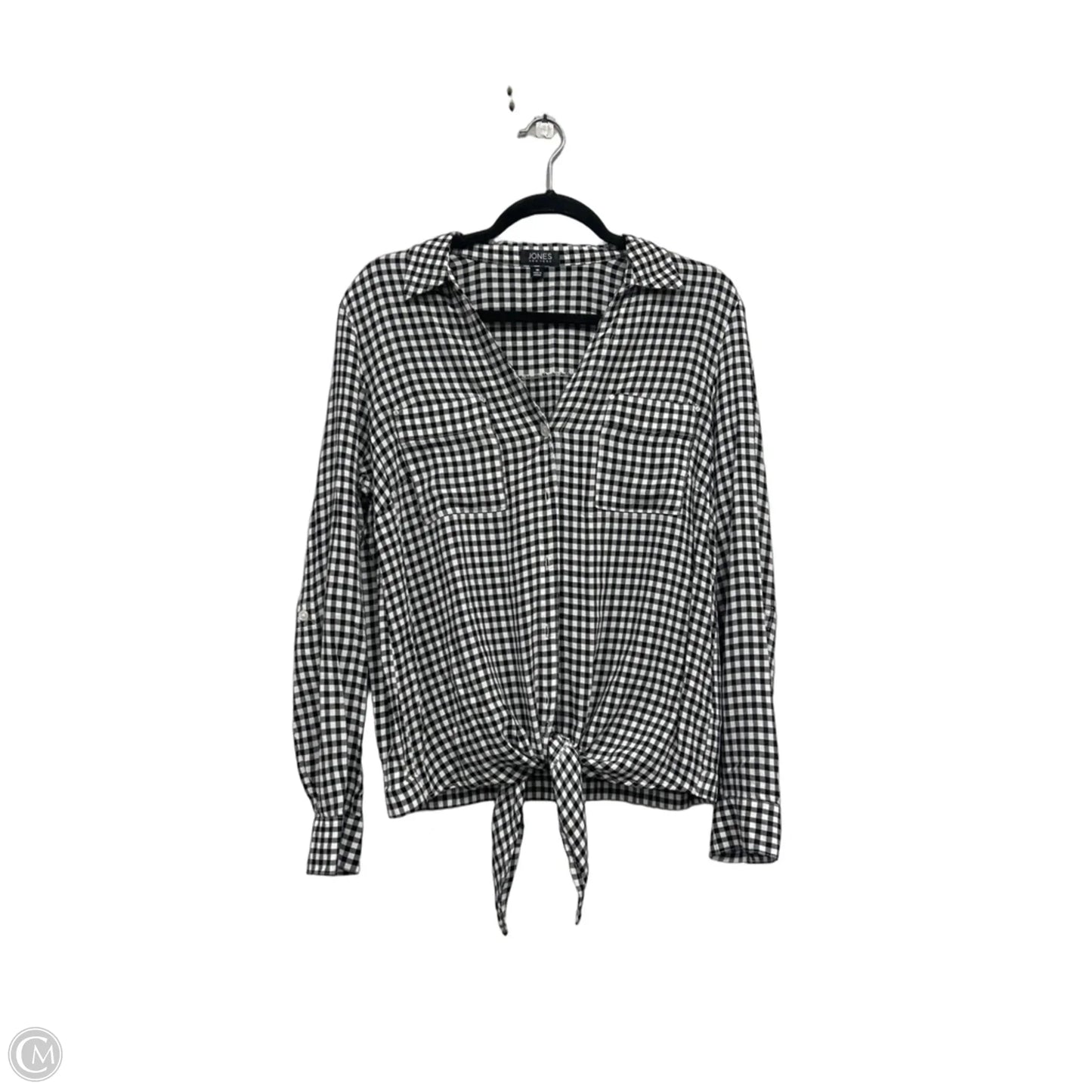 Top Long Sleeve By Jones New York In Black & White, Size: M