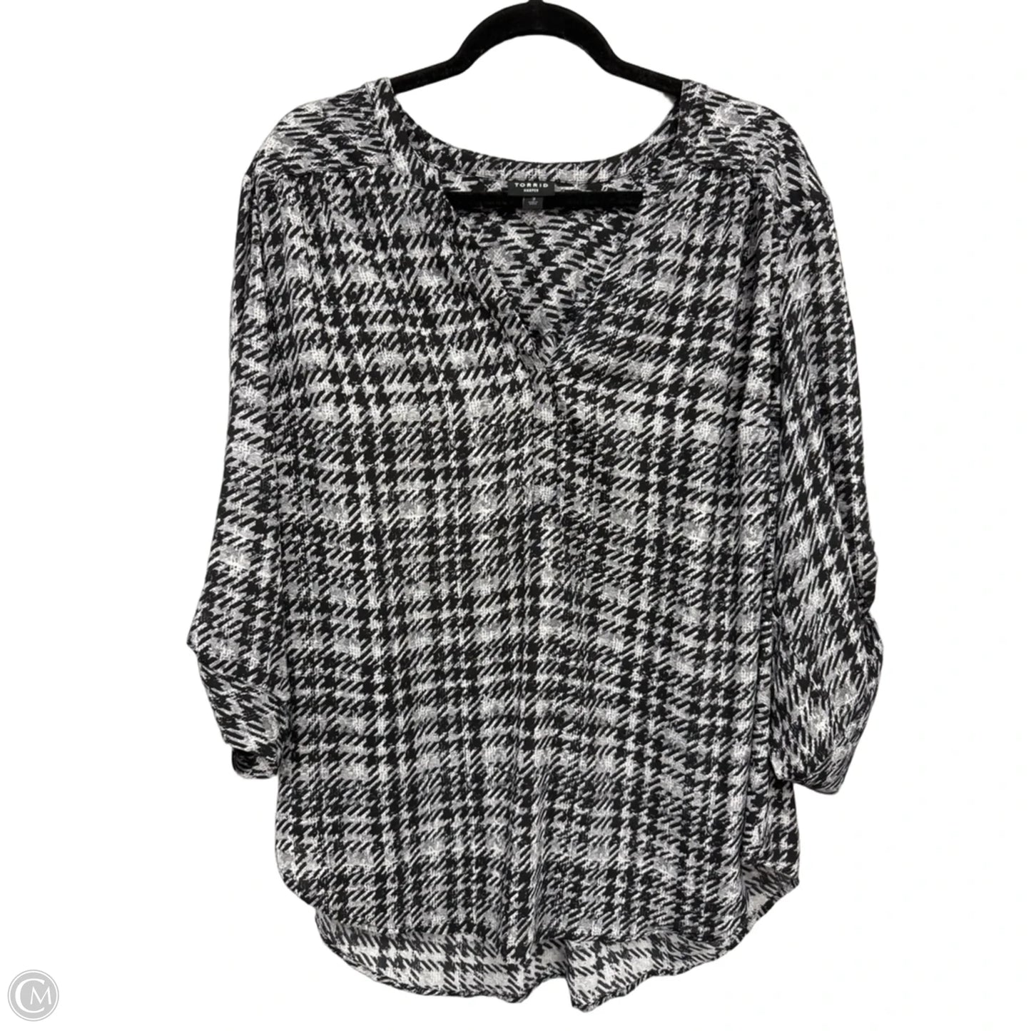 Blouse 3/4 Sleeve By Torrid In Black & White, Size: 3x