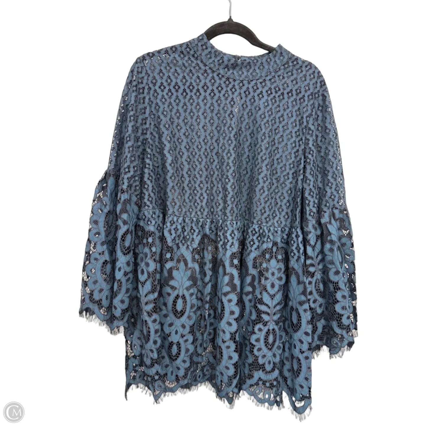 Blouse 3/4 Sleeve By Lane Bryant In Blue, Size: 18
