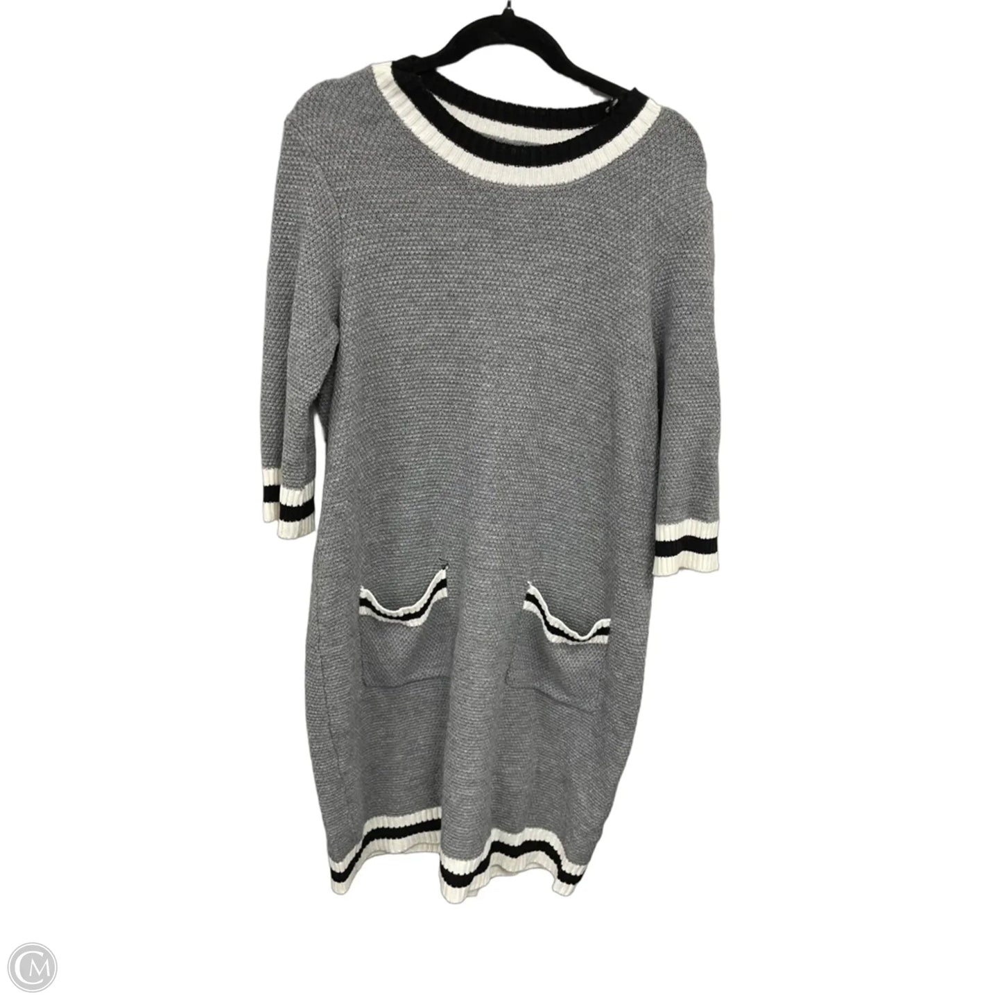Dress Sweater By Signature By Robbie Bee In Grey & White, Size: Xl
