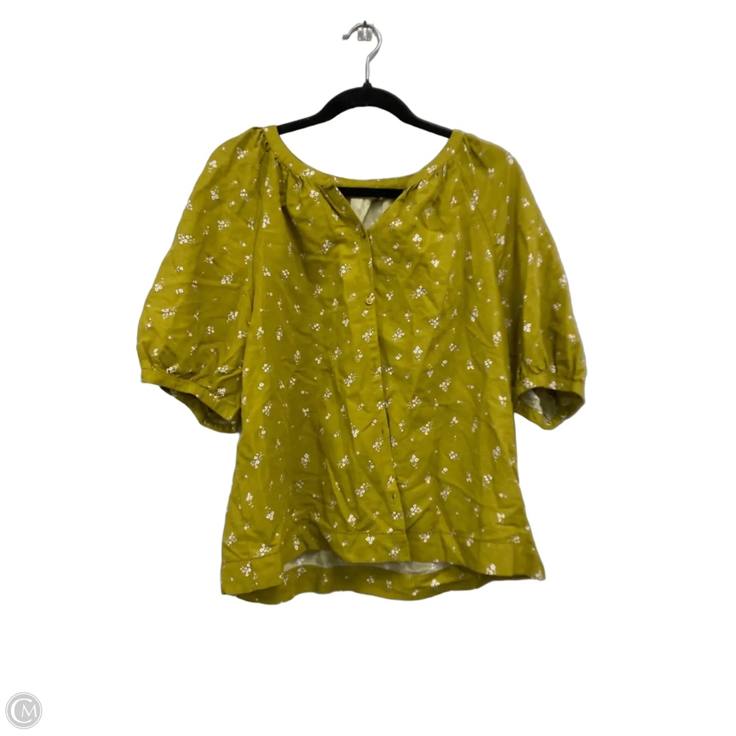 Top Short Sleeve By Uniqlo In Green & White, Size: L