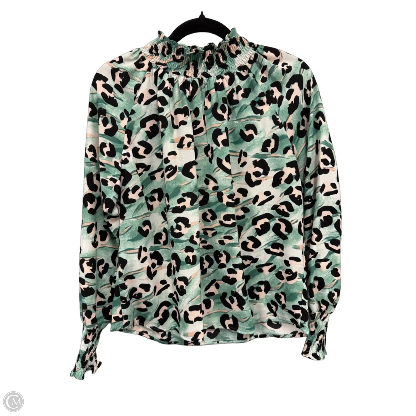Blouse Long Sleeve By Nine West In Black & Green, Size: S