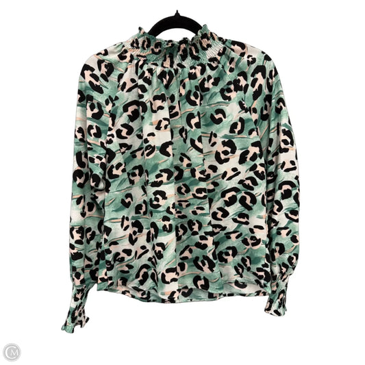 Blouse Long Sleeve By Nine West In Black & Green, Size: S
