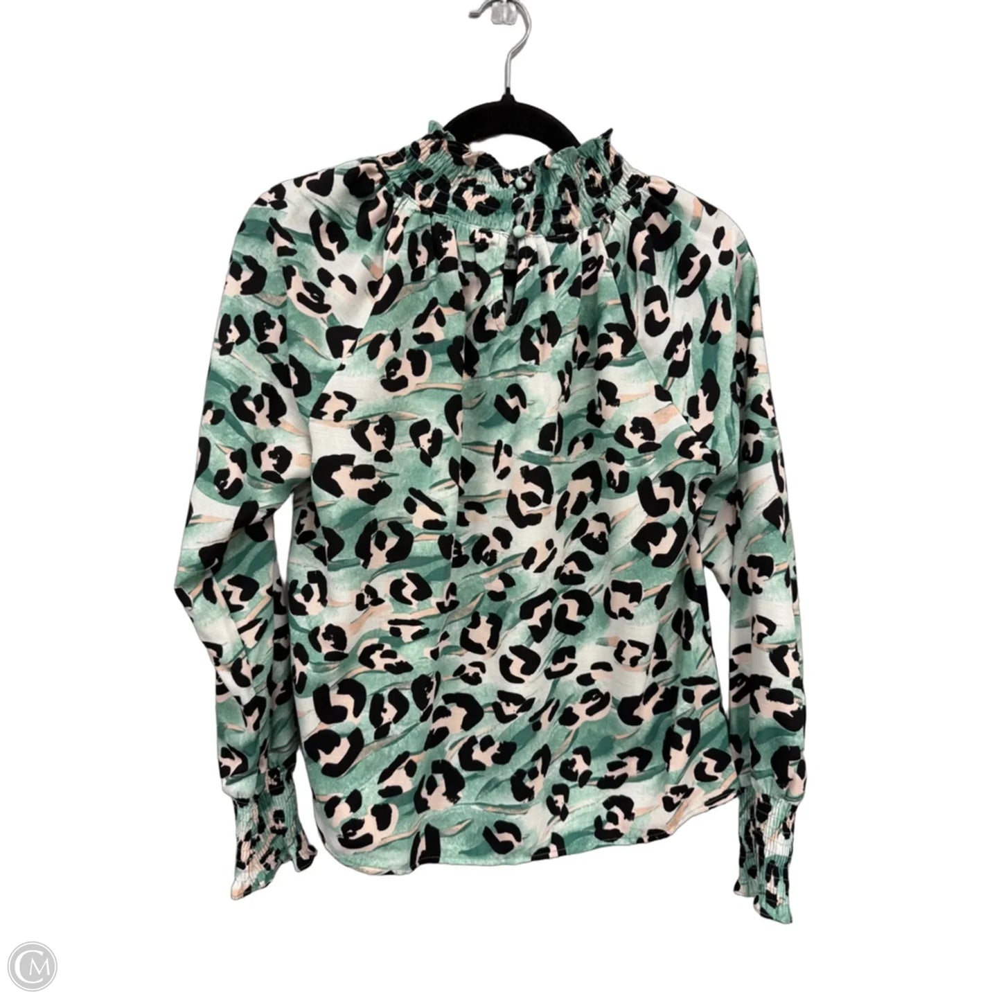 Blouse Long Sleeve By Nine West In Black & Green, Size: S