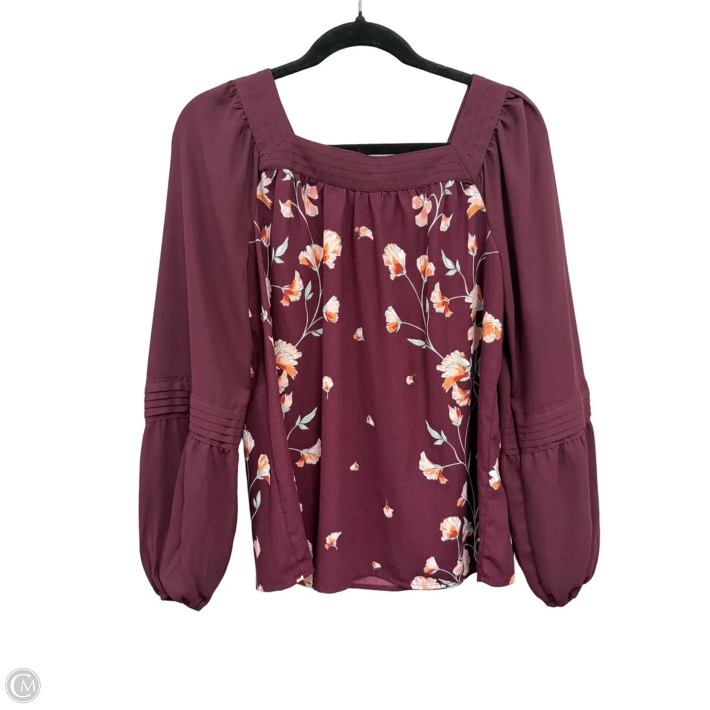 Blouse Long Sleeve By Lc Lauren Conrad In Maroon, Size: S