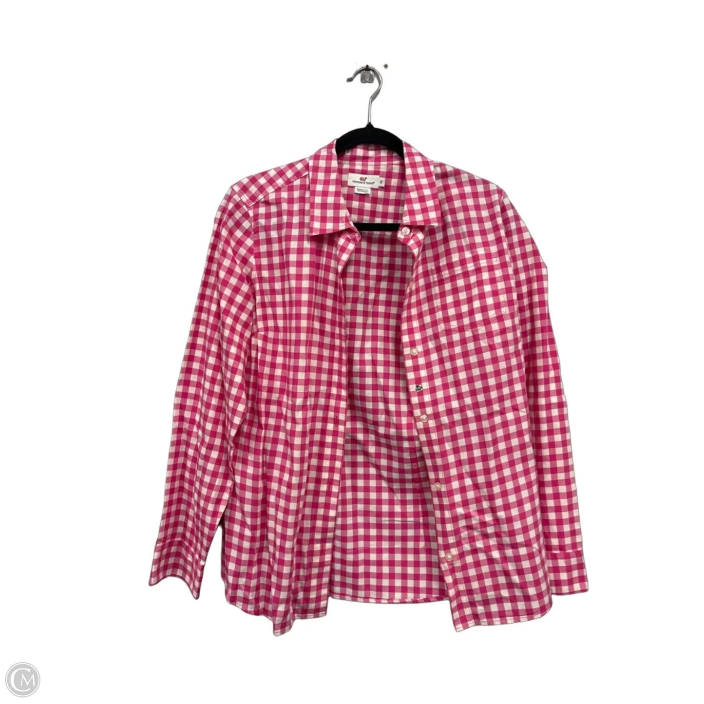 Top Long Sleeve By Vineyard Vines In Pink & White, Size: 12