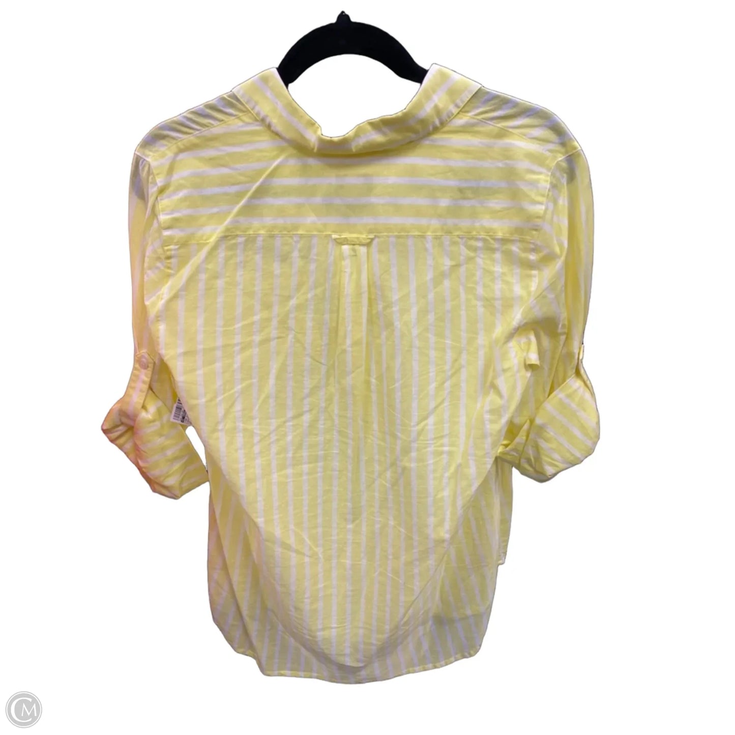 Top 3/4 Sleeve By J. Crew In White & Yellow, Size: M