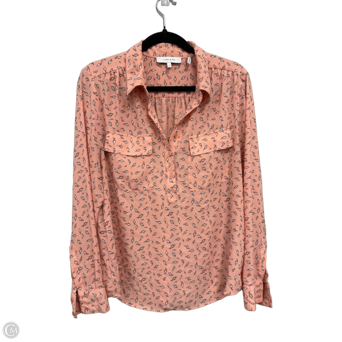 Blouse Long Sleeve By Lark & Ro In Peach, Size: 14