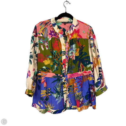 Blouse Long Sleeve By John Mark In Multi-colored, Size: L
