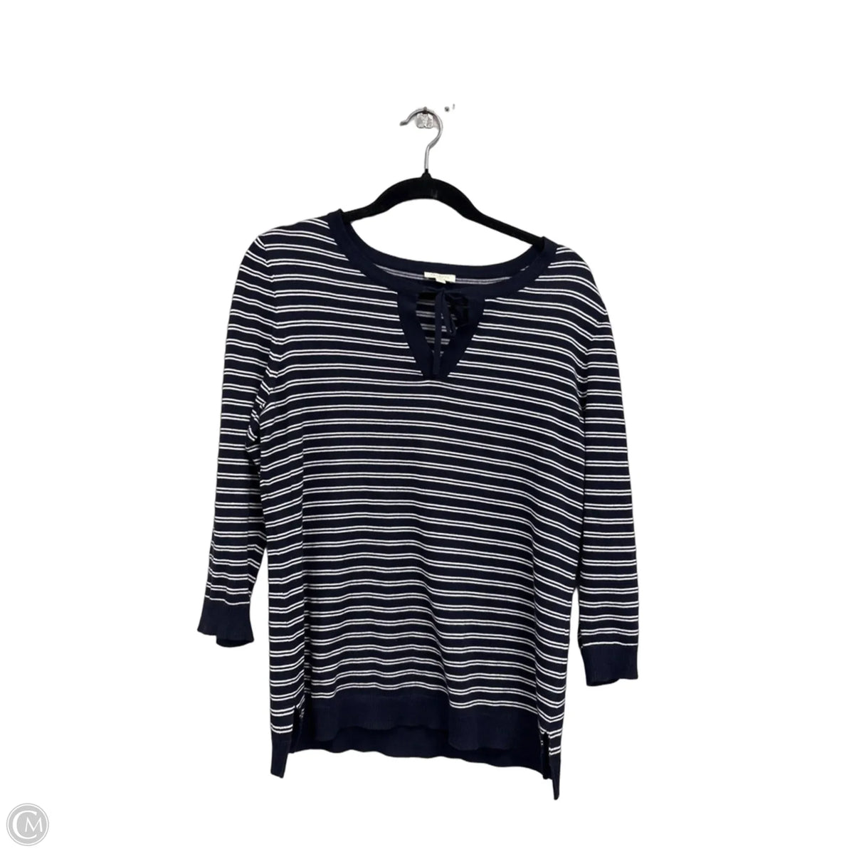 Top 3/4 Sleeve By Talbots In Blue & White, Size: M
