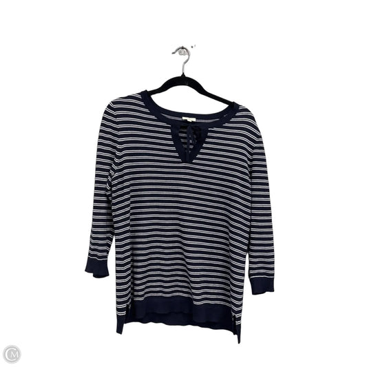Top 3/4 Sleeve By Talbots In Blue & White, Size: M