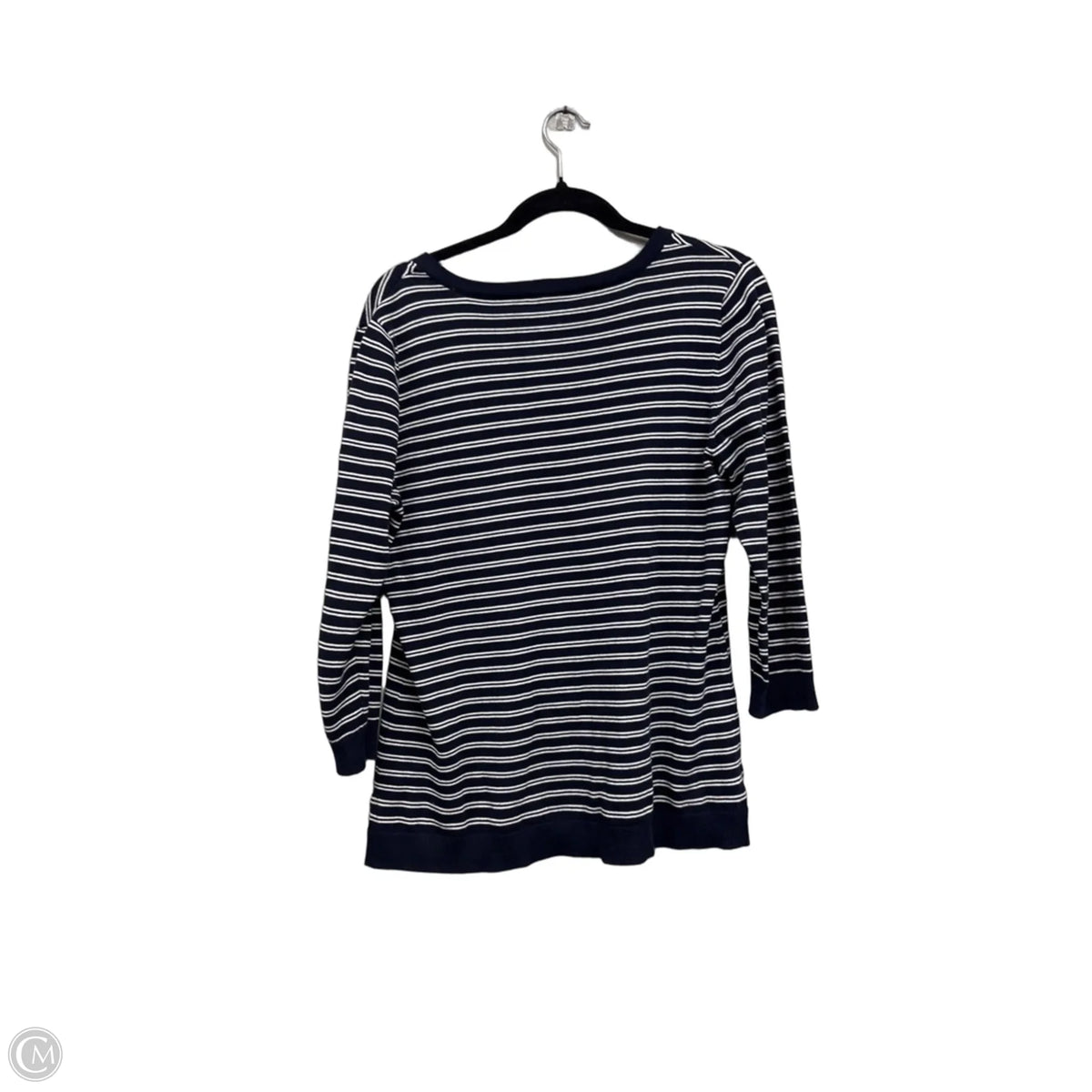 Top 3/4 Sleeve By Talbots In Blue & White, Size: M