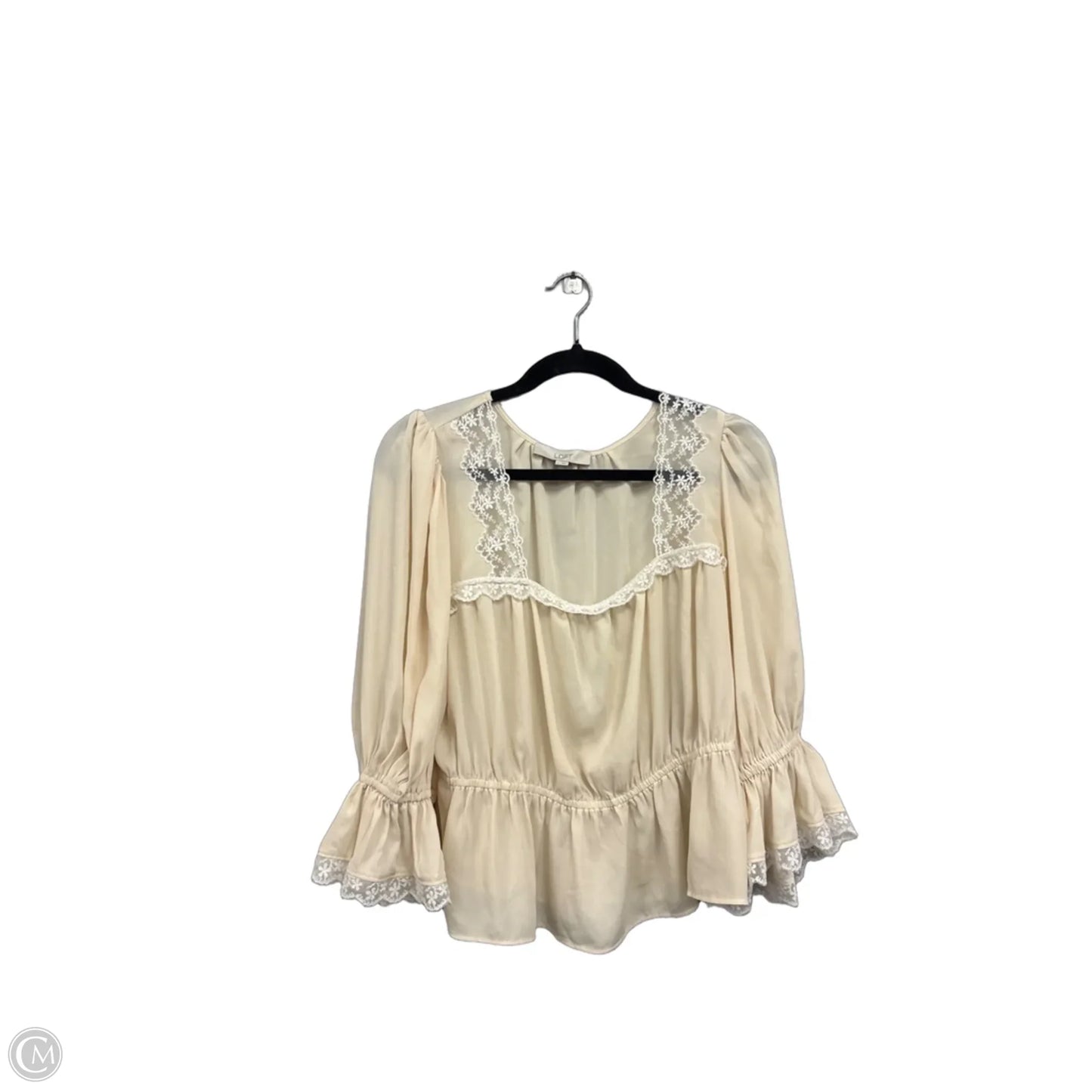 Blouse 3/4 Sleeve By Loft In Cream, Size: L