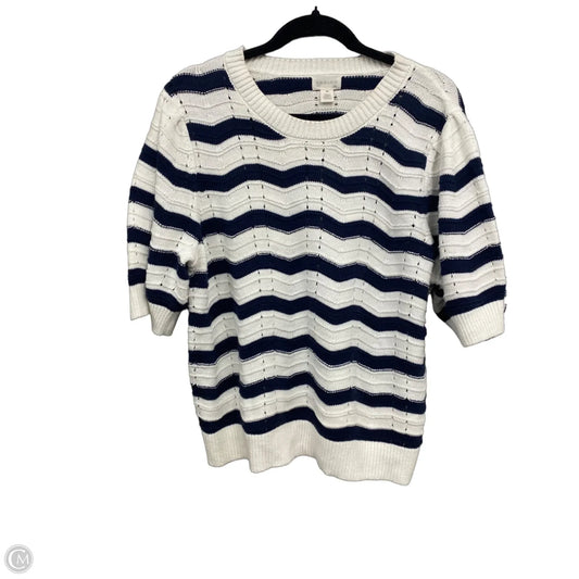 Sweater Short Sleeve By Caslon In Blue & White, Size: Xxl
