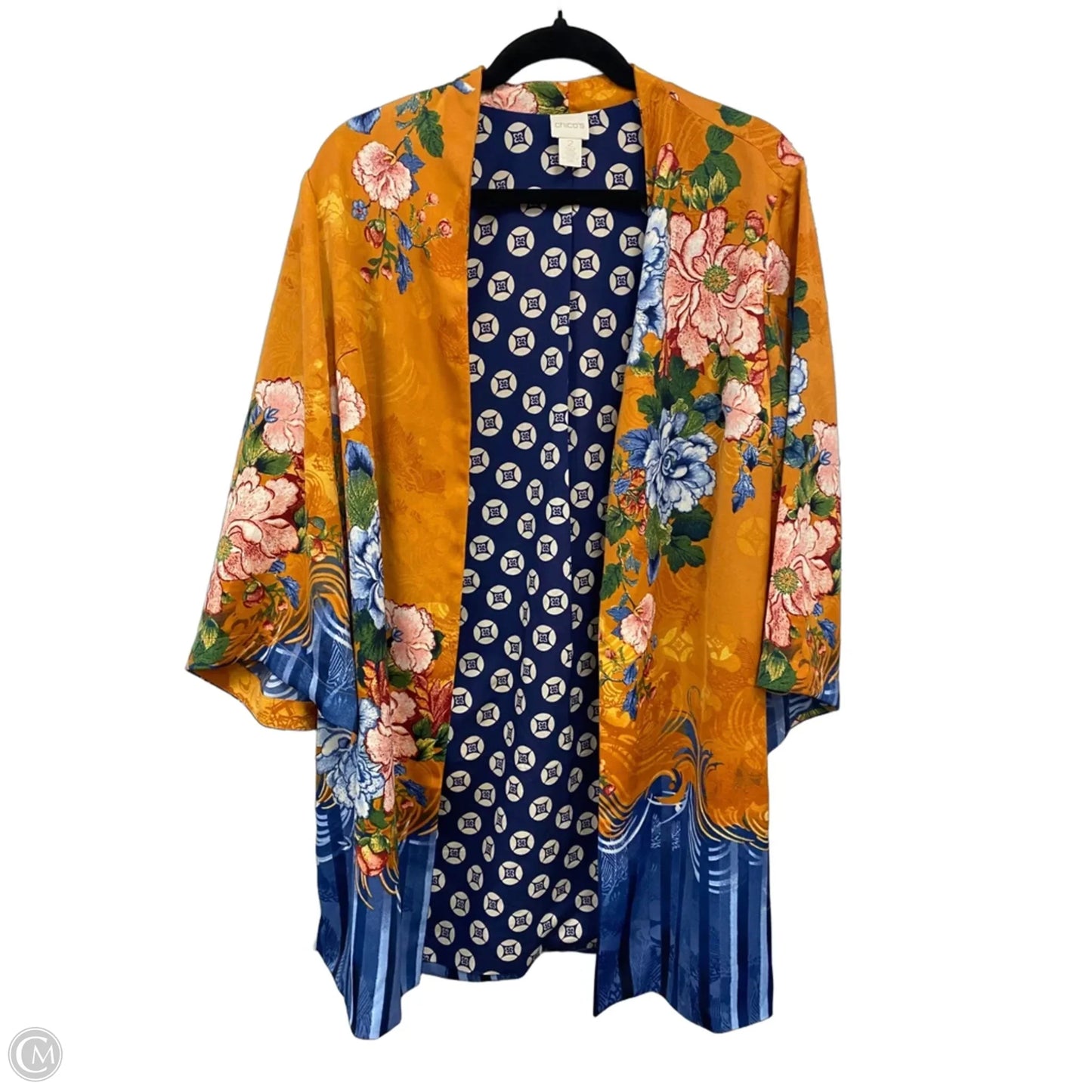 Kimono By Chicos In Blue & Orange, Size: L