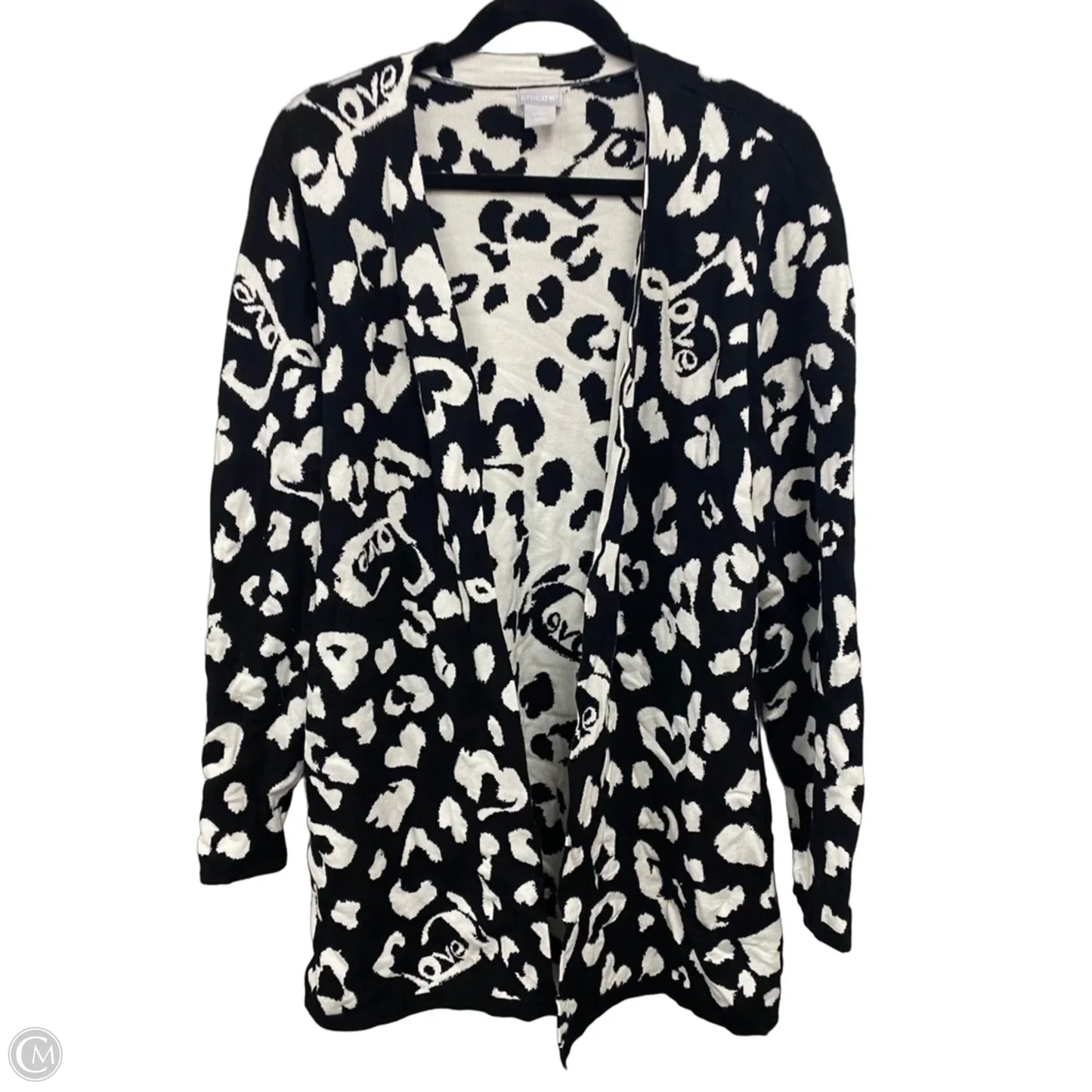 Cardigan By Chicos In Black & White, Size: L