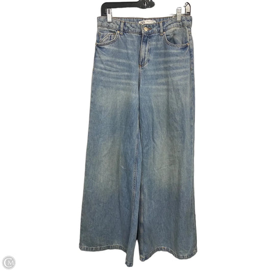 Jeans Wide Leg By Zara In Blue Denim, Size: 4