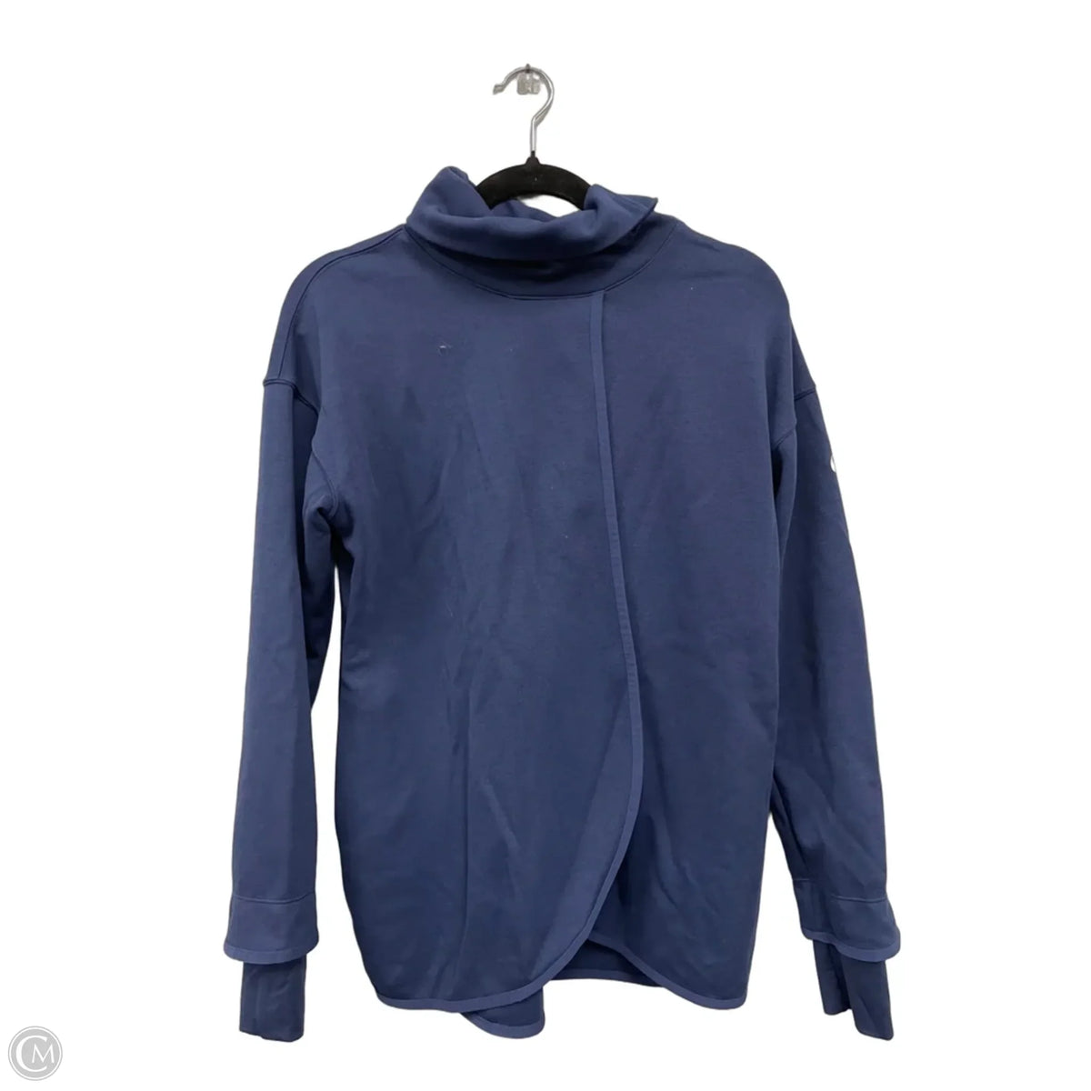 Athletic Top Long Sleeve Collar By Nike In Navy, Size: S