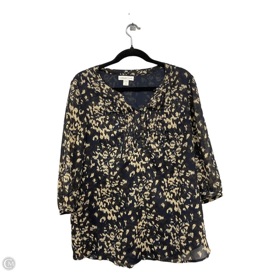 Blouse 3/4 Sleeve By Coldwater Creek In Brown & Cream, Size: M