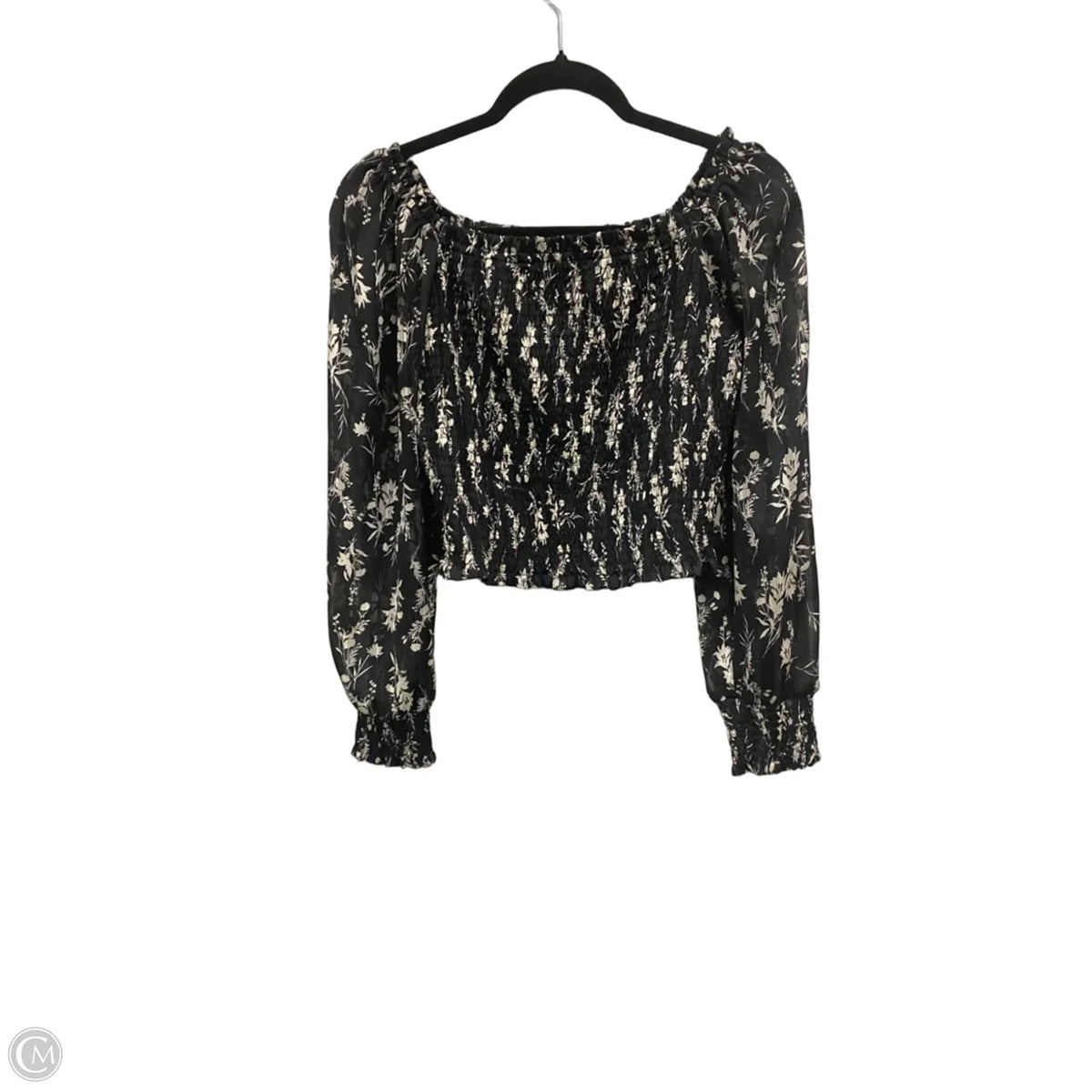 Blouse Long Sleeve By Clothes Mentor In Black & White, Size: M