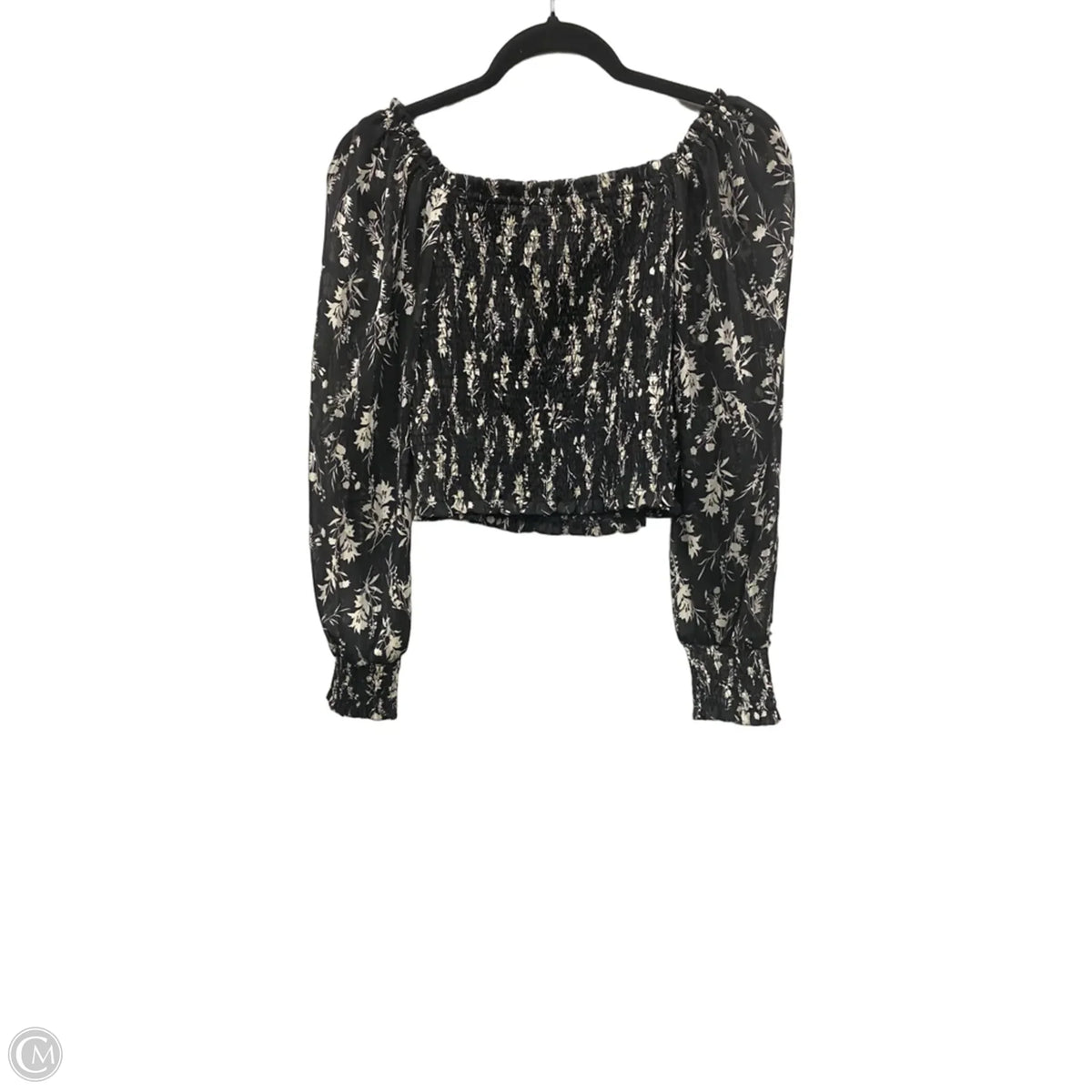 Blouse Long Sleeve By Clothes Mentor In Black & White, Size: M