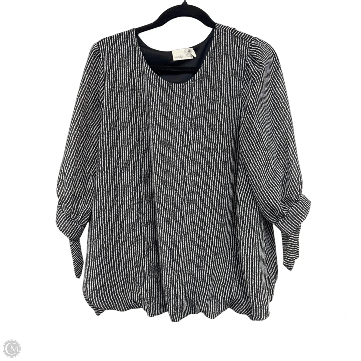Blouse 3/4 Sleeve By Everleigh In Black & White, Size: L