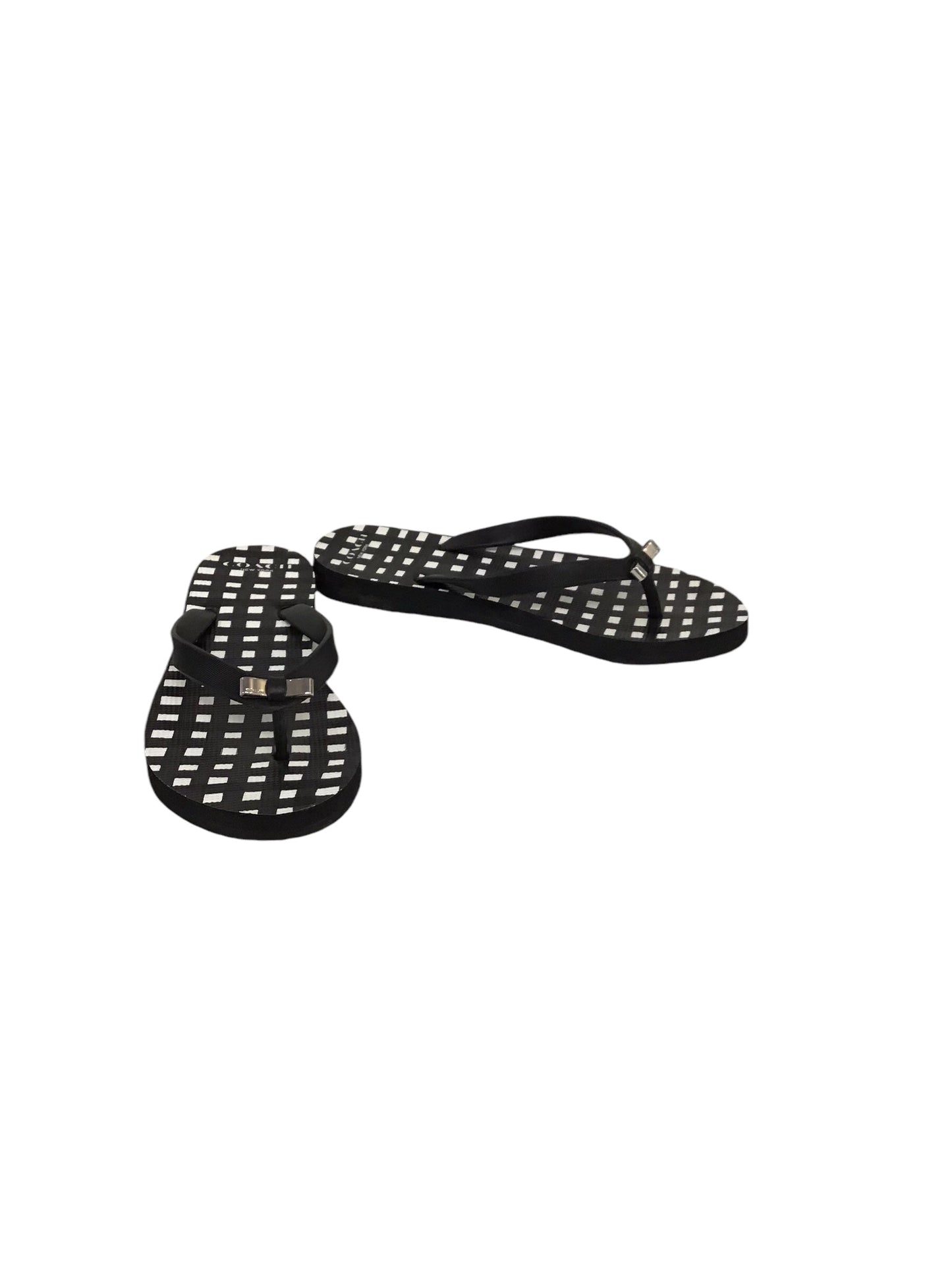 Sandals Flip Flops By Coach In Black & White, Size: 6