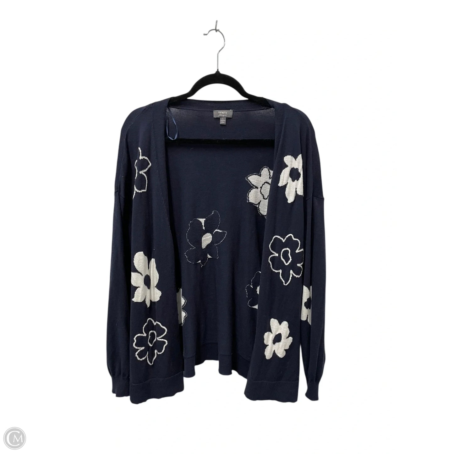 Cardigan By Clothes Mentor In Blue & White, Size: L